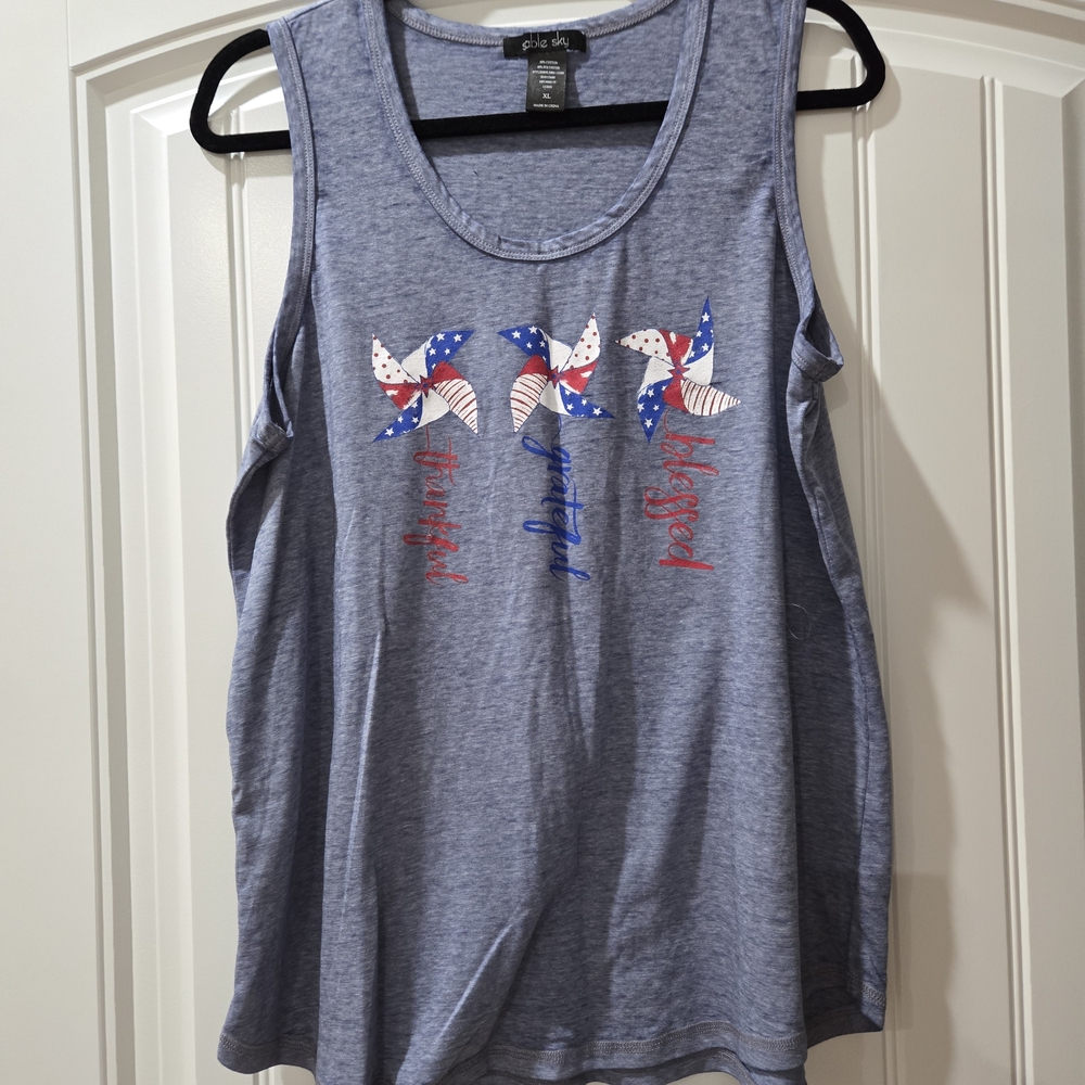 Blue Pinwheel Graphic Tank Top